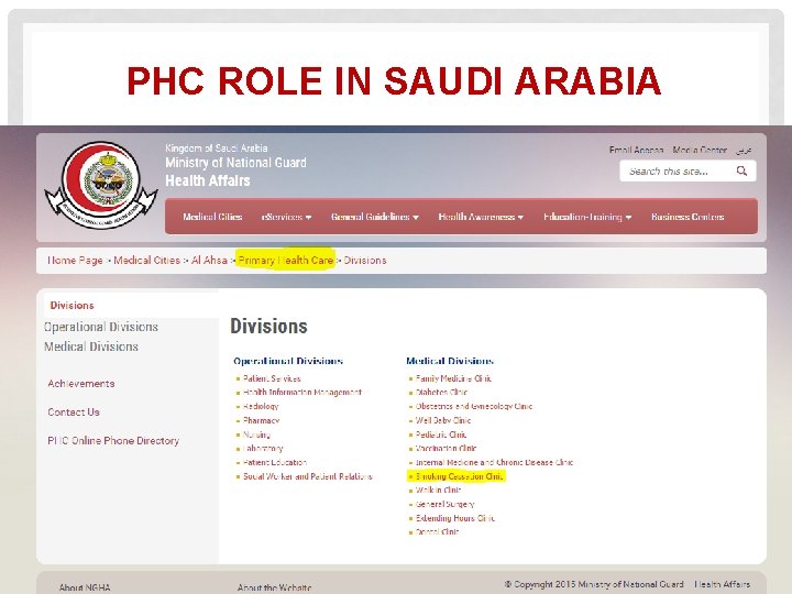 PHC ROLE IN SAUDI ARABIA 