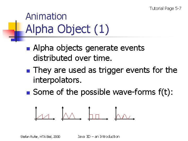 Tutorial Page 5 -7 Animation Alpha Object (1) n n n Alpha objects generate