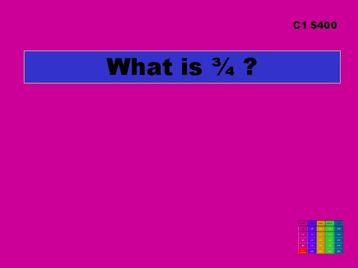 C 1 $400 What is ¾ ? C 1 $400 What is ¾ ?