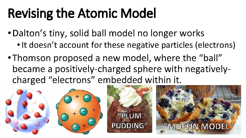 Revising the Atomic Model • Dalton’s tiny, solid ball model no longer works •