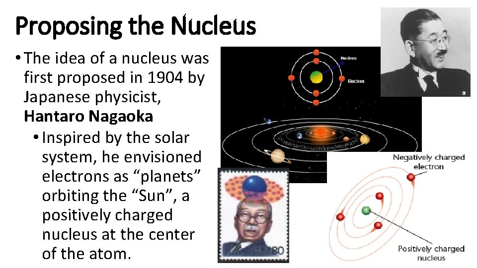 Proposing the Nucleus • The idea of a nucleus was first proposed in 1904