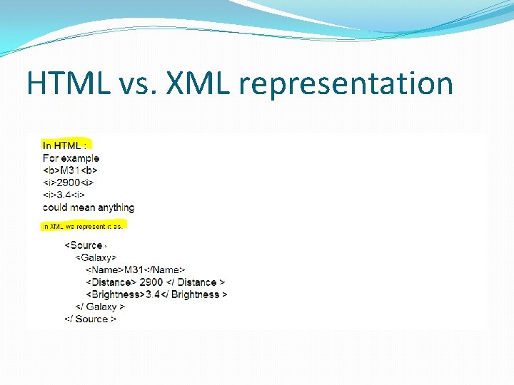 HTML vs. XML representation 