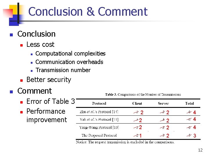 Conclusion & Comment n Conclusion n Less cost n n n Computational complexities Communication