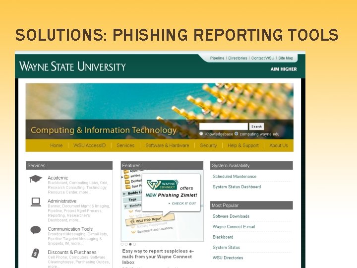 SOLUTIONS: PHISHING REPORTING TOOLS 