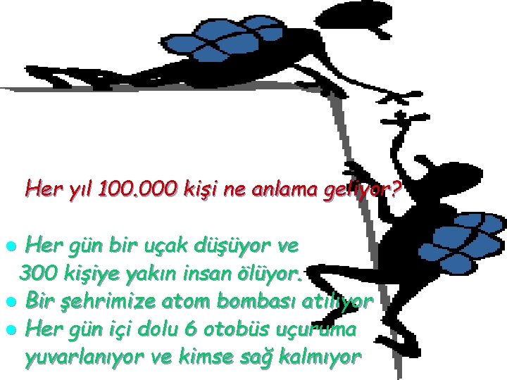 Her yıl 100. 000 kişi ne anlama geliyor? Her gün bir uçak düşüyor ve