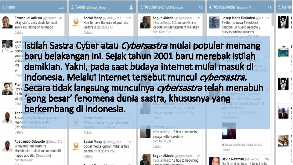 Istilah Sastra Cyber atau Cybersastra mulai populer memang baru belakangan ini. Sejak tahun 2001