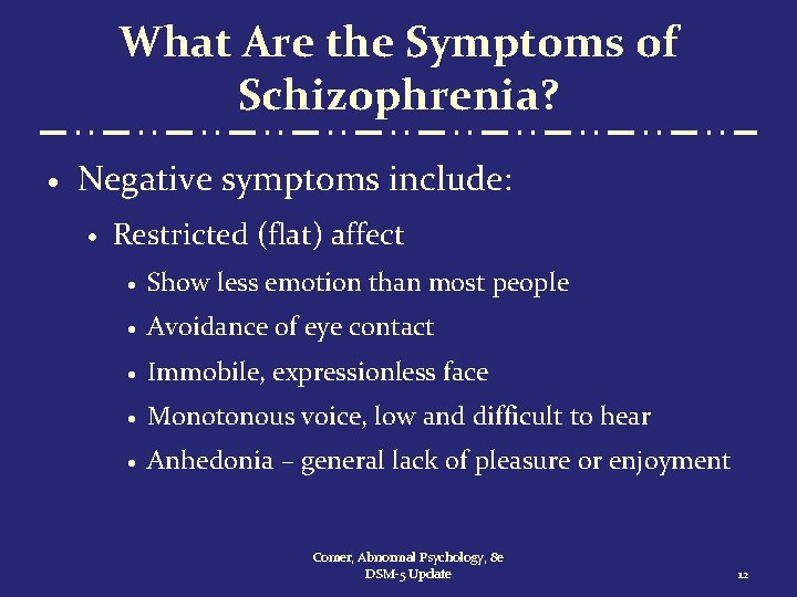 What Are the Symptoms of Schizophrenia? · Negative symptoms include: · Restricted (flat) affect