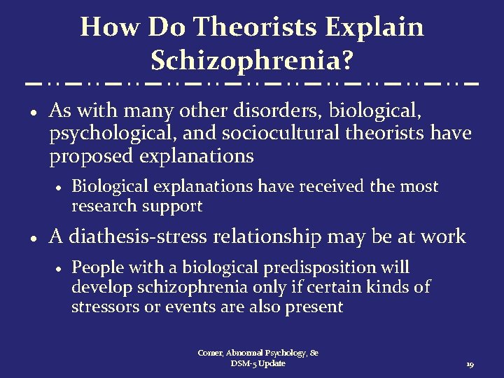How Do Theorists Explain Schizophrenia? · As with many other disorders, biological, psychological, and