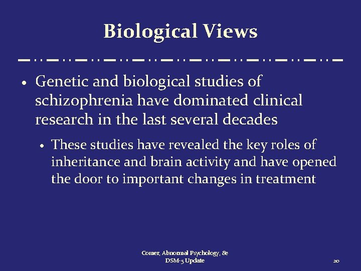 Biological Views · Genetic and biological studies of schizophrenia have dominated clinical research in