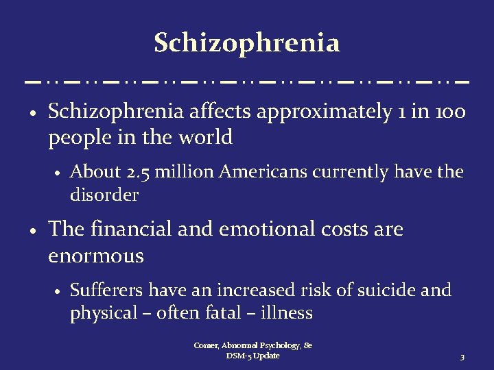 Schizophrenia · Schizophrenia affects approximately 1 in 100 people in the world · ·