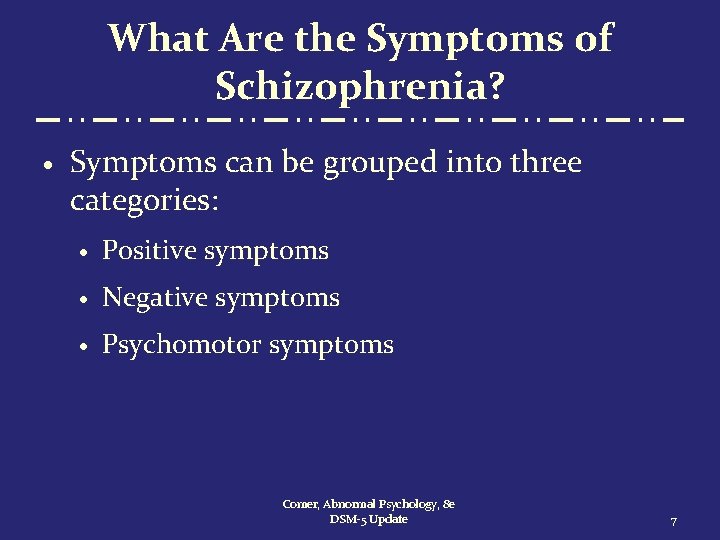 What Are the Symptoms of Schizophrenia? · Symptoms can be grouped into three categories: