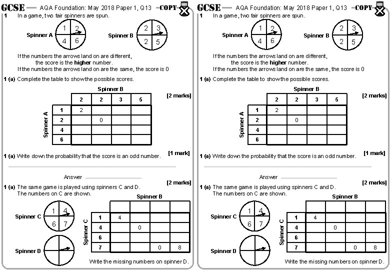 AQA Foundation: May 2018 Paper 1, Q 13 1 AQA Foundation: May 2018 Paper