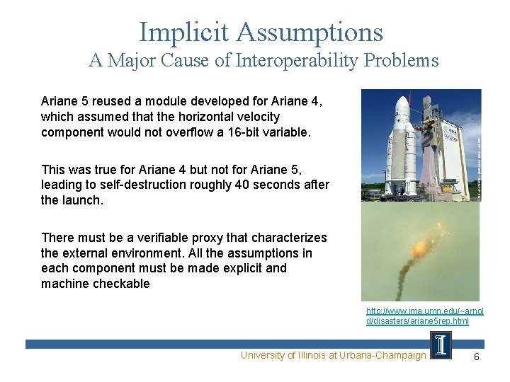 Implicit Assumptions A Major Cause of Interoperability Problems Ariane 5 reused a module developed