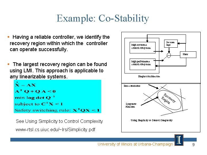 Example: Co-Stability § Having a reliable controller, we identify the recovery region within which