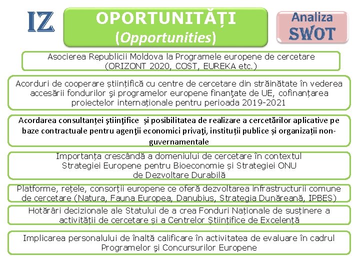OPORTUNITĂȚI (Opportunities) Asocierea Republicii Moldova la Programele europene de cercetare (ORIZONT 2020, COST, EUREKA OPORTUNITĂȚI (Opportunities) Asocierea Republicii Moldova la Programele europene de cercetare (ORIZONT 2020, COST, EUREKA