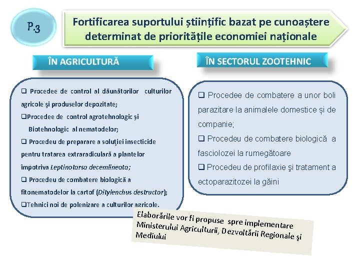 P. 3 Fortificarea suportului științific bazat pe cunoaștere determinat de prioritățile economiei naționale q P. 3 Fortificarea suportului științific bazat pe cunoaștere determinat de prioritățile economiei naționale q