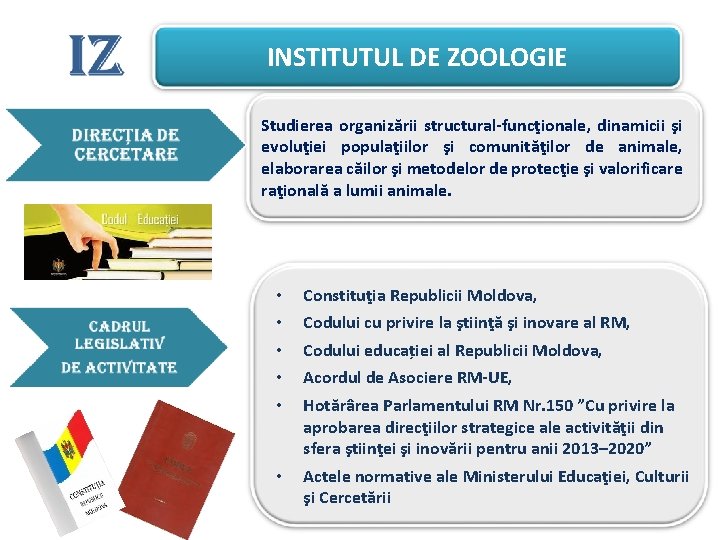 INSTITUTUL DE ZOOLOGIE Studierea organizării structural-funcţionale, dinamicii şi evoluţiei populaţiilor şi comunităţilor de animale, INSTITUTUL DE ZOOLOGIE Studierea organizării structural-funcţionale, dinamicii şi evoluţiei populaţiilor şi comunităţilor de animale,