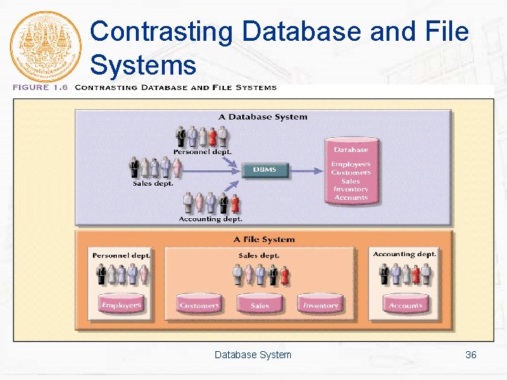 Contrasting Database and File Systems Database System 36 