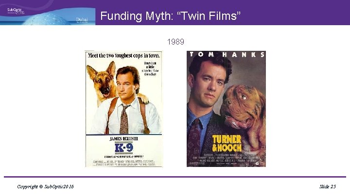 Funding Myth: “Twin Films” 1989 Copyright © Sub. Optic 2016 Slide 25 