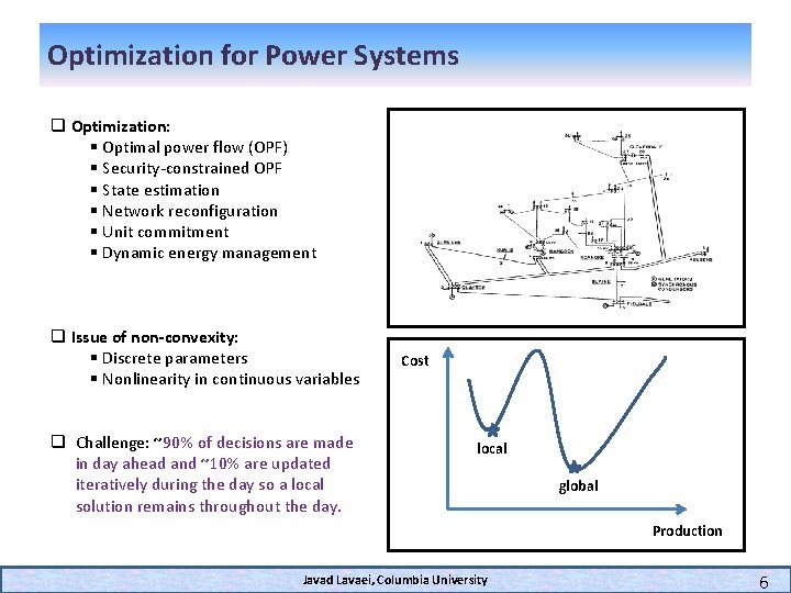 Optimization for Power Systems q Optimization: § Optimal power flow (OPF) § Security-constrained OPF
