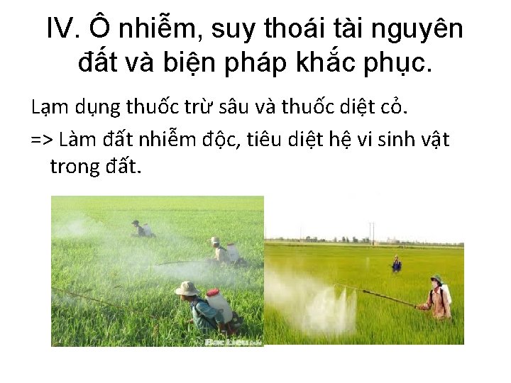 IV. Ô nhiễm, suy thoái tài nguyên đất và biện pháp khắc phục. Lạm