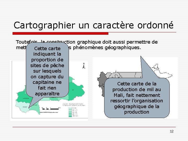 Cartographier un caractère ordonné Toutefois, la construction graphique doit aussi permettre de mettre en