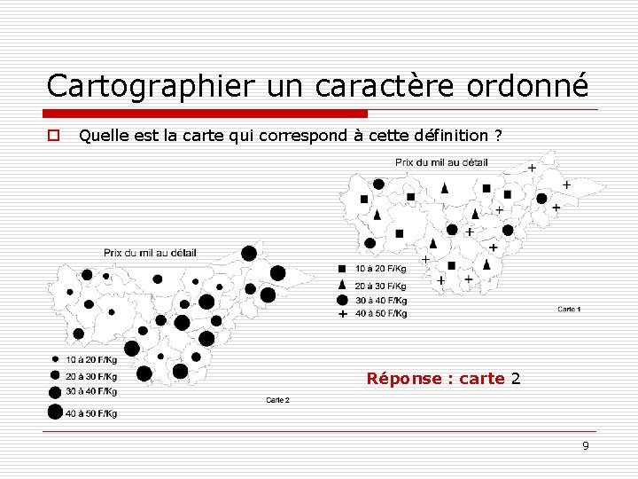 Cartographier un caractère ordonné o Quelle est la carte qui correspond à cette définition