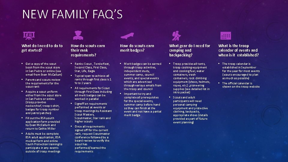 NEW FAMILY FAQ’S What do I need to do to get started? How do