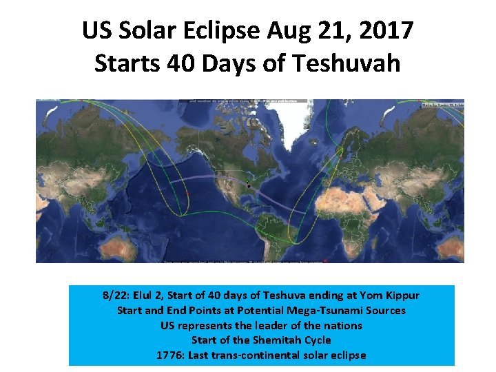 US Solar Eclipse Aug 21, 2017 Starts 40 Days of Teshuvah 8/22: Elul 2,