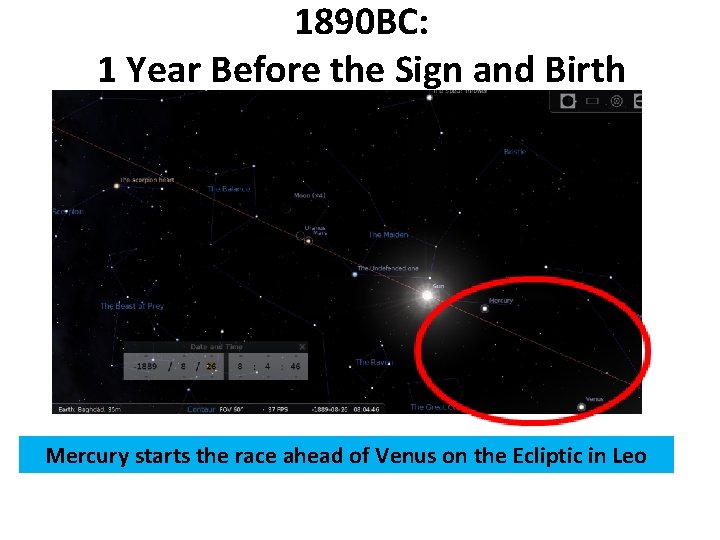 1890 BC: 1 Year Before the Sign and Birth Mercury starts the race ahead