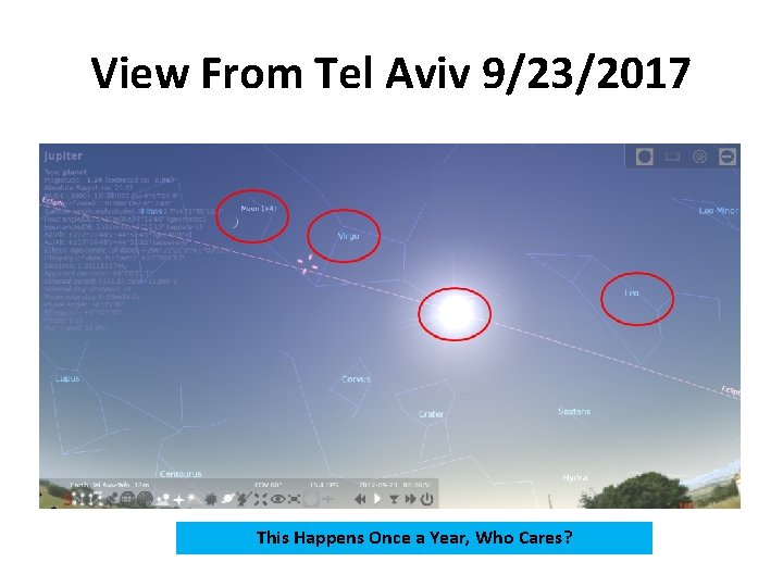 View From Tel Aviv 9/23/2017 This Happens Once a Year, Who Cares? 