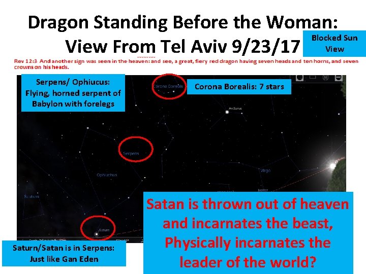 Dragon Standing Before the Woman: Blocked Sun View From Tel Aviv 9/23/17 View Serpens/