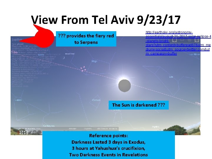 View From Tel Aviv 9/23/17 ? ? ? provides the fiery red to Serpens