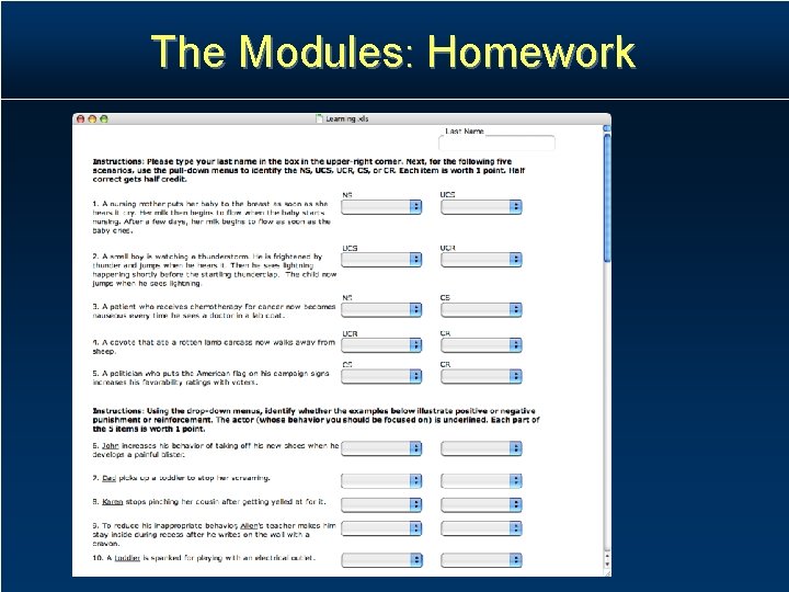 The Modules: Homework The Modules: Homework