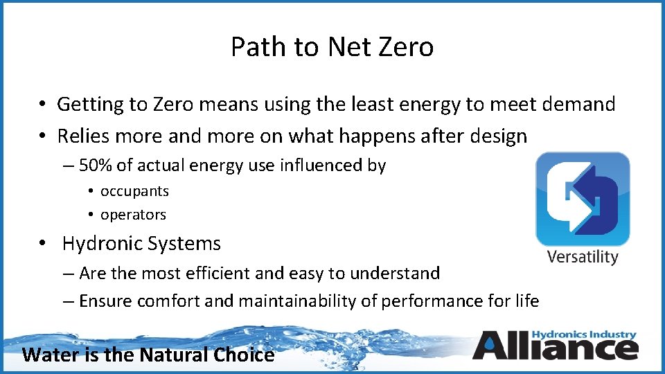 Path to Net Zero • Getting to Zero means using the least energy to