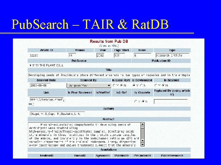 Pub. Search – TAIR & Rat. DB 