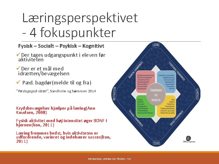 Læringsperspektivet - 4 fokuspunkter Fysisk – Socialt – Psykisk – Kognitivt üDer tages udgangspunkt