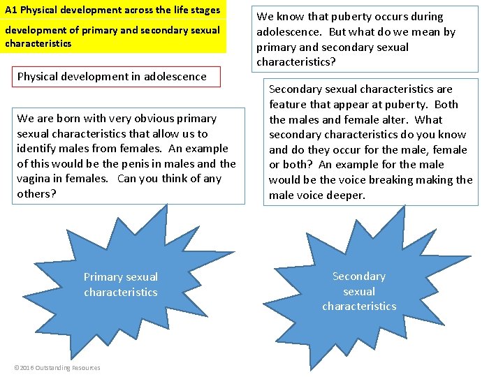 A 1 Physical development across the life stages development of primary and secondary sexual