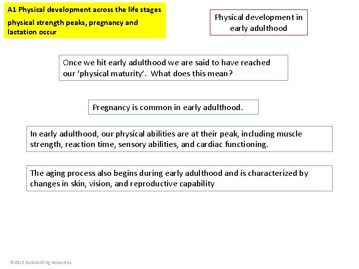 A 1 Physical development across the life stages physical strength peaks, pregnancy and lactation