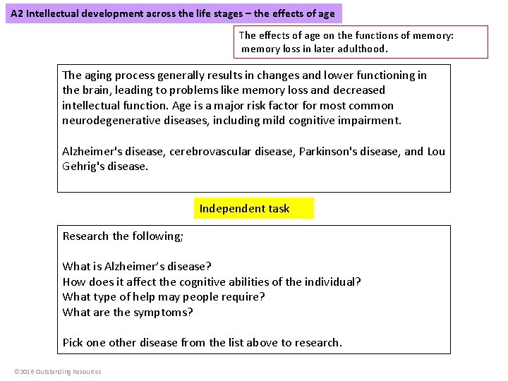 A 2 Intellectual development across the life stages – the effects of age The