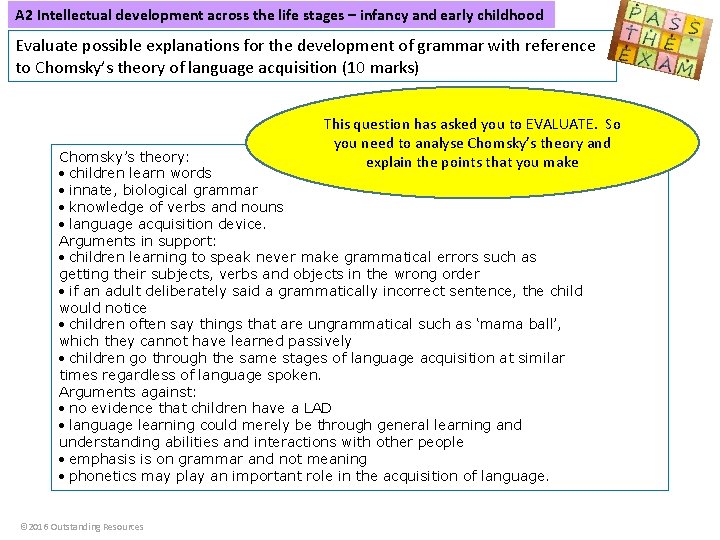 A 2 Intellectual development across the life stages – infancy and early childhood Evaluate