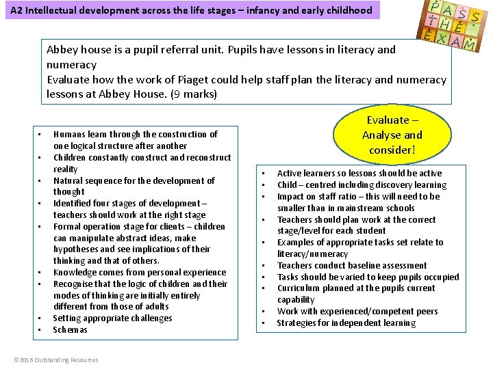 A 2 Intellectual development across the life stages – infancy and early childhood Abbey