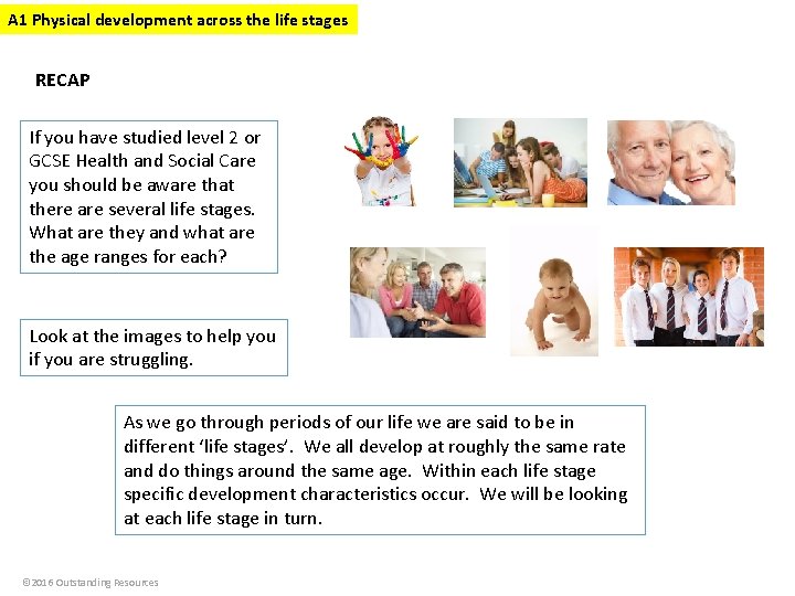 A 1 Physical development across the life stages RECAP If you have studied level