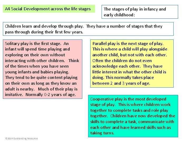 A 4 Social Development across the life stages The stages of play in infancy