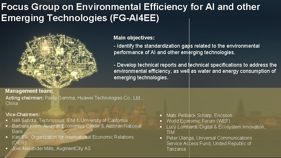 Focus Group on Environmental Efficiency for AI and other Emerging Technologies (FG-AI 4 EE)