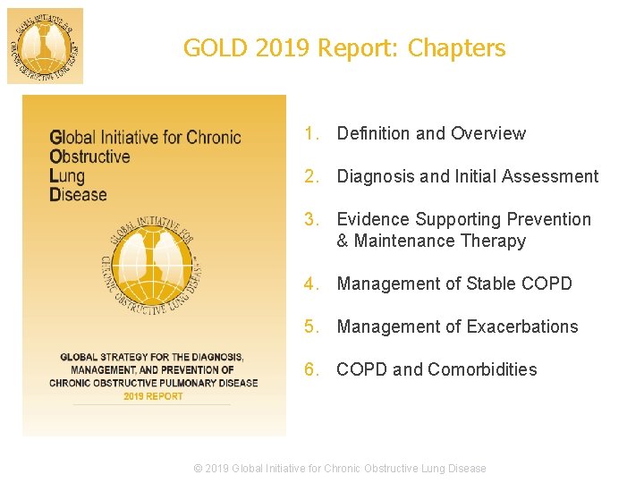 GOLD 2019 Report: Chapters 1. Definition and Overview 2. Diagnosis and Initial Assessment 3.