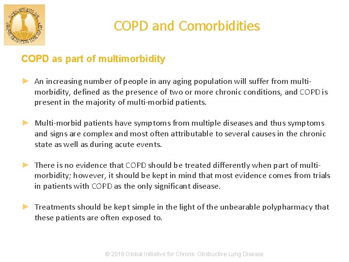COPD and Comorbidities COPD as part of multimorbidity ► An increasing number of people