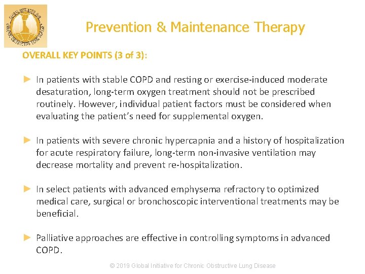 Prevention & Maintenance Therapy OVERALL KEY POINTS (3 of 3): ► In patients with