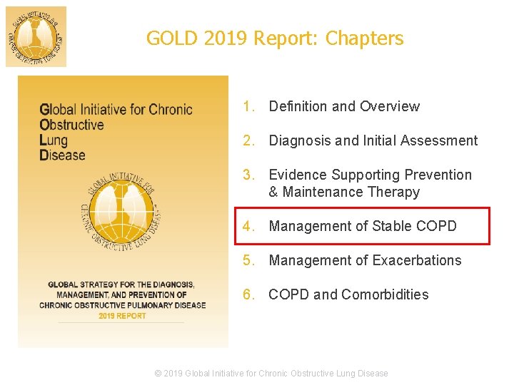 GOLD 2019 Report: Chapters 1. Definition and Overview 2. Diagnosis and Initial Assessment 3.