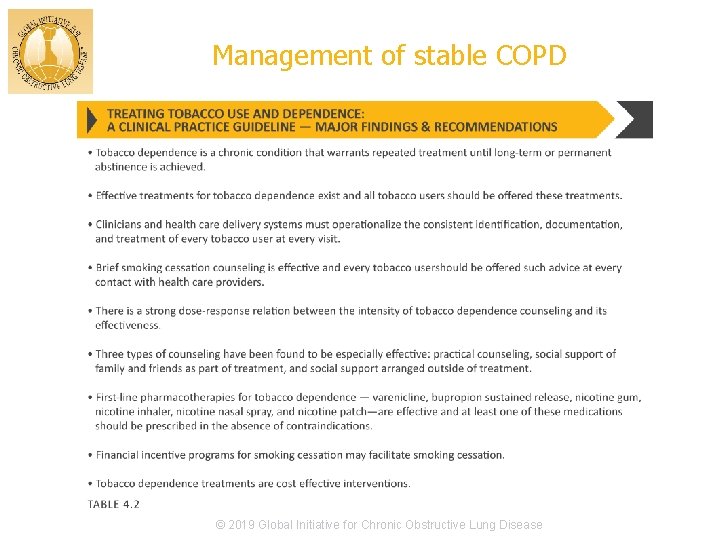 Management of stable COPD © 2019 Global Initiative for Chronic Obstructive Lung Disease 